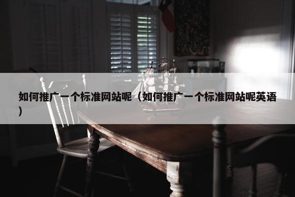 如何推广一个标准网站呢（如何推广一个标准网站呢英语）