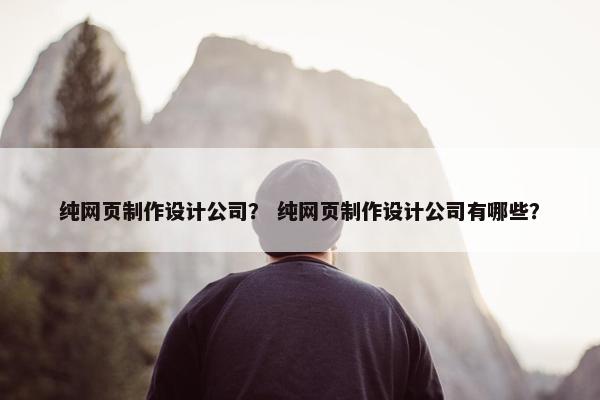 纯网页制作设计公司？ 纯网页制作设计公司有哪些？