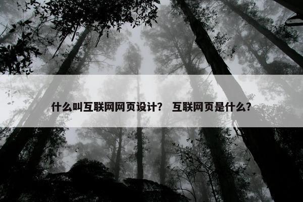 什么叫互联网网页设计？ 互联网页是什么？