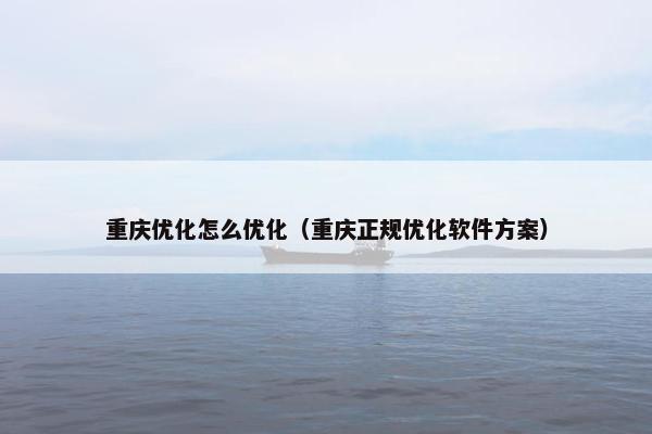 重庆优化怎么优化（重庆正规优化软件方案）