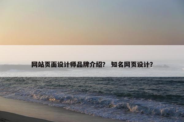 网站页面设计师品牌介绍？ 知名网页设计？