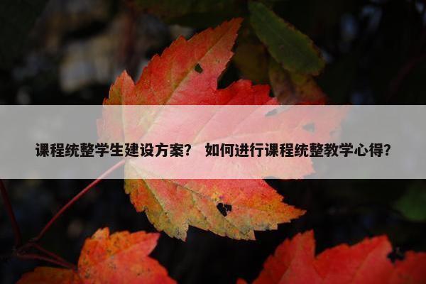 课程统整学生建设方案？ 如何进行课程统整教学心得？