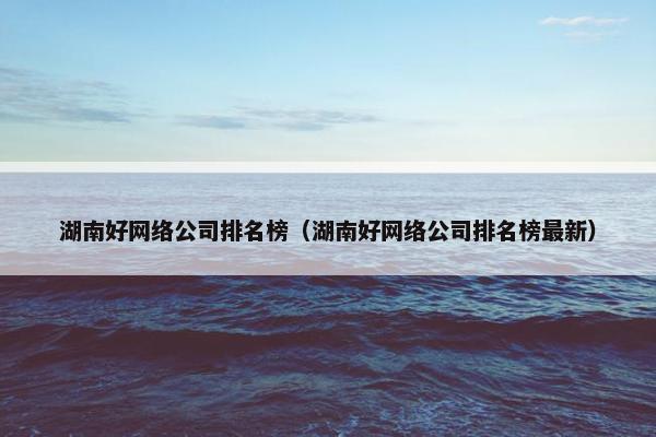 湖南好网络公司排名榜（湖南好网络公司排名榜最新）