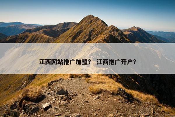 江西网站推广加盟？ 江西推广开户？