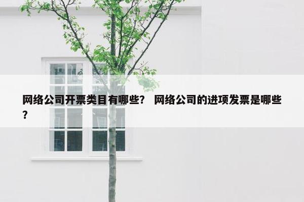 网络公司开票类目有哪些？ 网络公司的进项发票是哪些？