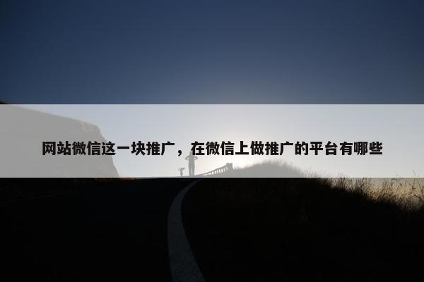 网站微信这一块推广，在微信上做推广的平台有哪些