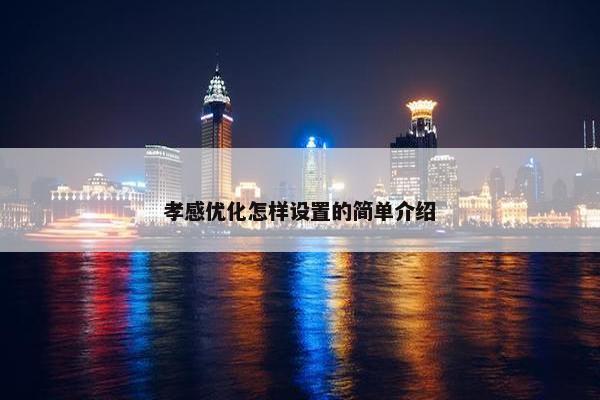孝感优化怎样设置的简单介绍