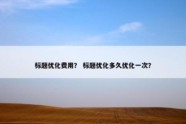 标题优化费用? 标题优化多久优化一次? 标题优化费用? 标题优化多久优化一次?