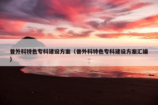 普外科特色专科建设方案（普外科特色专科建设方案汇编）
