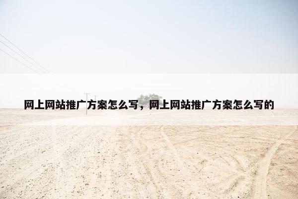 网上网站推广方案怎么写，网上网站推广方案怎么写的