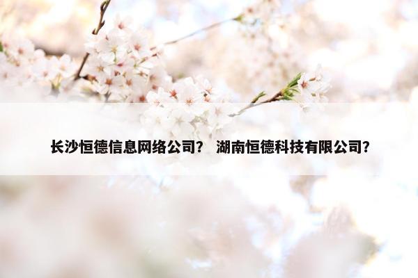 长沙恒德信息网络公司？ 湖南恒德科技有限公司？