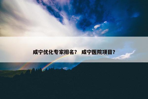 咸宁优化专家排名？ 咸宁医院项目？