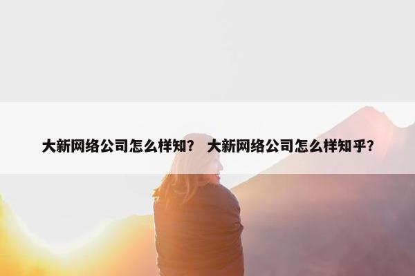 大新网络公司怎么样知？ 大新网络公司怎么样知乎？