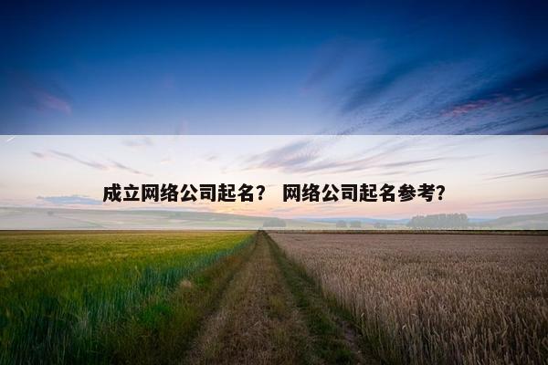 成立网络公司起名？ 网络公司起名参考？