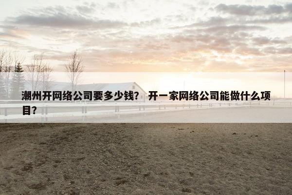 潮州开网络公司要多少钱？ 开一家网络公司能做什么项目？
