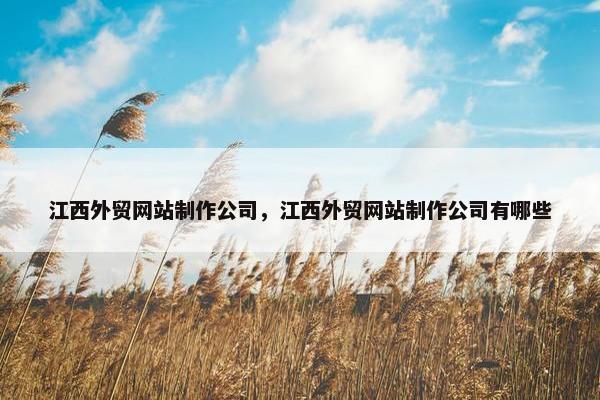 江西外贸网站制作公司，江西外贸网站制作公司有哪些