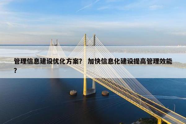 管理信息建设优化方案？ 加快信息化建设提高管理效能？