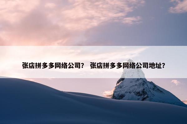 张店拼多多网络公司？ 张店拼多多网络公司地址？