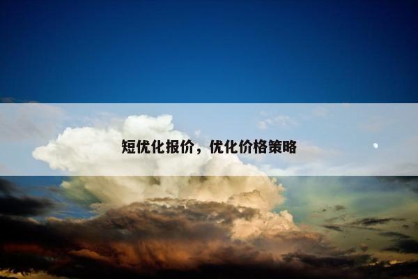 短优化报价，优化价格策略