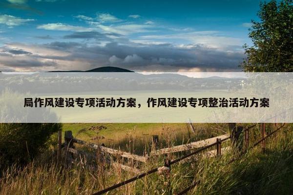 局作风建设专项活动方案，作风建设专项整治活动方案