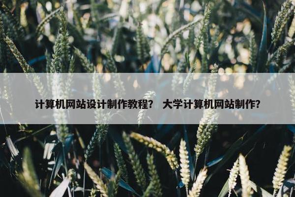 计算机网站设计制作教程？ 大学计算机网站制作？