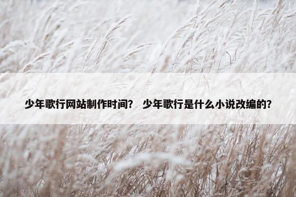 少年歌行网站制作时间？ 少年歌行是什么小说改编的？