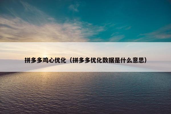 拼多多鸡心优化（拼多多优化数据是什么意思）