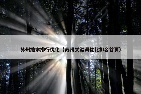 苏州搜索排行优化（苏州关键词优化排名首页）