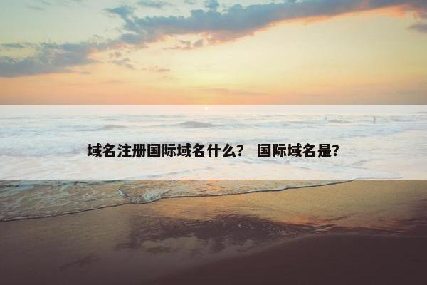 域名注册国际域名什么？ 国际域名是？