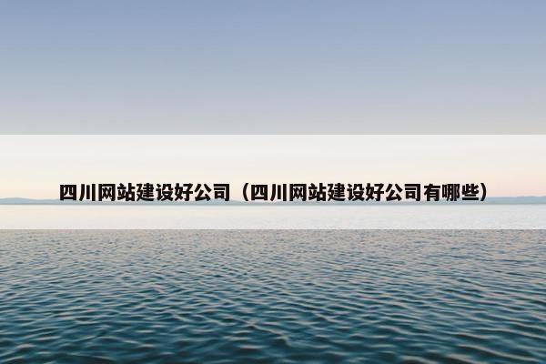 四川网站建设好公司（四川网站建设好公司有哪些）