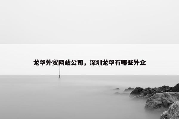 龙华外贸网站公司，深圳龙华有哪些外企