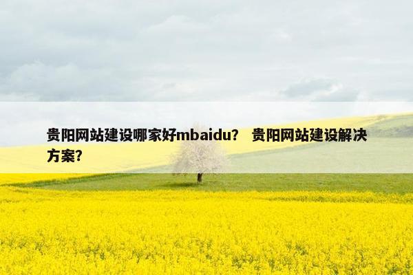 贵阳网站建设哪家好mbaidu？ 贵阳网站建设解决方案？