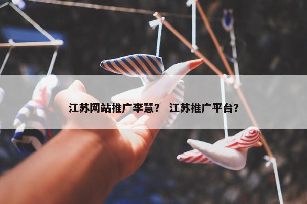 江苏网站推广李慧？ 江苏推广平台？