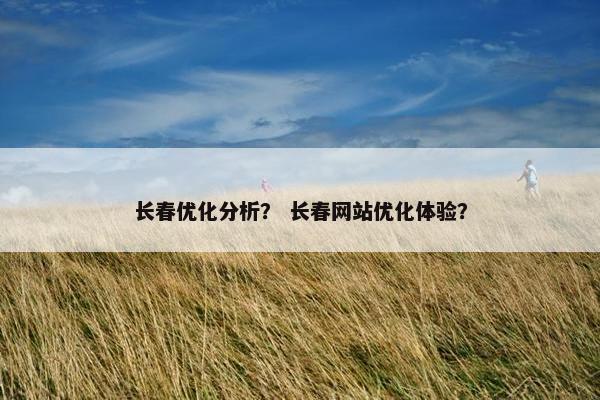 长春优化分析？ 长春网站优化体验？