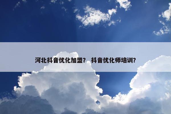 河北抖音优化加盟？ 抖音优化师培训？