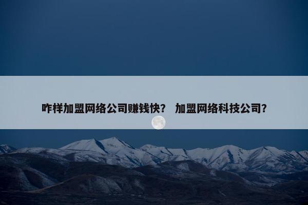 咋样加盟网络公司赚钱快？ 加盟网络科技公司？